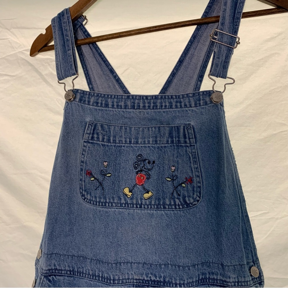 Vintage Disney Size Large Embroidered Mickey Mouse Denim Overalls